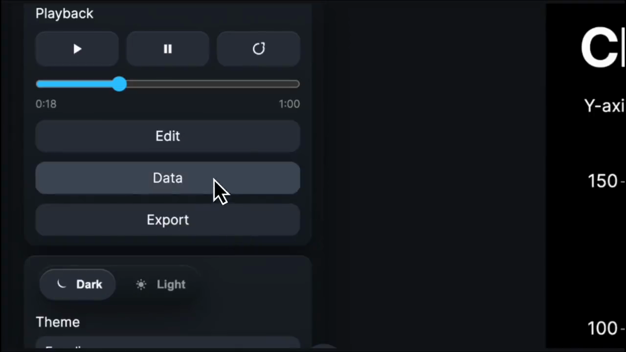 Animated chart studio interface with chart preview